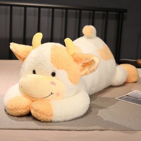 Home Cute Lying Cow Pillow (Option: Olive Yellow-90cm)