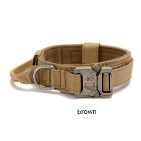 Outdoor Nylon Tactical Dog Collar (Option: Brown Collar Antique Silver-XL)