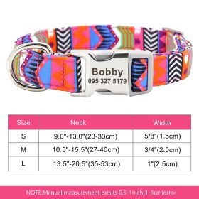 Adjustable Nylon Dog Collar Personalized Dogs Cat ID (Option: 337Rose-L)