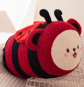 Cute Bee Pillow Lying Cartoon Animal Figurine Doll Butterfly Plush Toy Holiday Gift (Option: Ladybug-50cm)