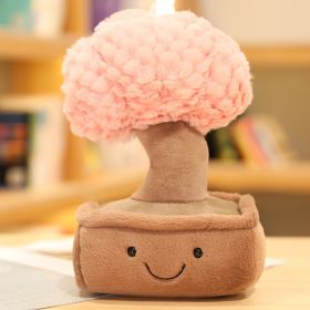 Simulation Pachira Macrocarpa Figurine Doll Creative Plant Surface Panel Ornament Decoration Plush Toys (Option: Pink-28cm)