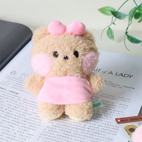 Bread Little Bear Plush Toys Cute Yellow Chicken Frog-shaped Wallet Package Pendant Rabbit Doll Keychain Ornaments (Option: Minini Small Pink Bear-Plush Toy)