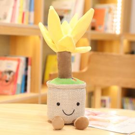 Plush Simulation Dragon Beard Tree Potted Bouquet Toy Cute Doll (Option: Yellow-35CM)