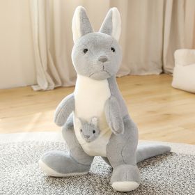 Kangaroo Plush Mother And Child Plush Toy Doll Simulation Kangaroo (Option: Gray-45cm)