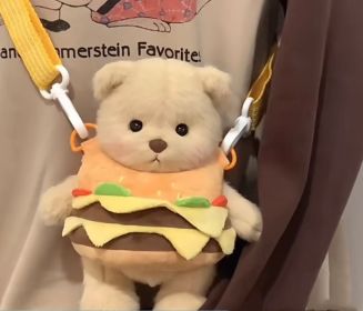 Little Bear  Doll Changing Clothes Giving Girls A Valentine's Day Gift (Option: Milk Tea Bear Burger Set)