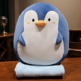 Cute Marine Animal Doll Pillow Plush Toy (Option: Penguin Pillow Blanket-55cm 100x170cm)