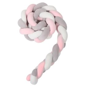 Knotted Long Pillow Three-strand Twist Spandex Bed Fence Baby (Option: Gray White PINK-100cm)