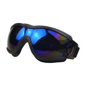 Pet Glasses Dog Outdoor Windproof Sand-proof UV Goggles Medium Large Dog HD Colorful Glasses (Option: Black Frame Blue Lens)