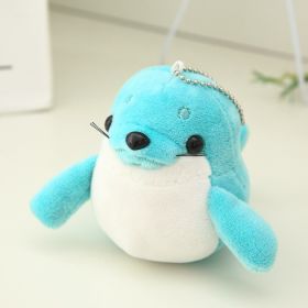 Dolphin Seal Pendant Plush Toy Little Doll Keychain Schoolbag Backpack Hanging Ornament (Option: Blue Seal Small Pendant-10cm)