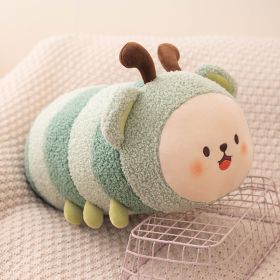 Cute Bee Pillow Lying Cartoon Animal Figurine Doll Butterfly Plush Toy Holiday Gift (Option: Green Worm-30cm)