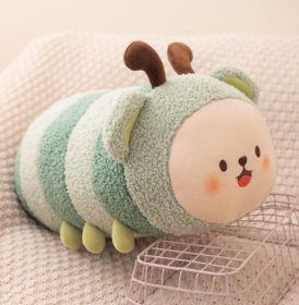 Cute Bee Pillow Lying Cartoon Animal Figurine Doll Butterfly Plush Toy Holiday Gift (Option: Green Worm-50cm)