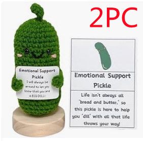 Fashion Hand Crocheted Funny Toy (Option: Cucumber Plus Emotion Card-2PCS)