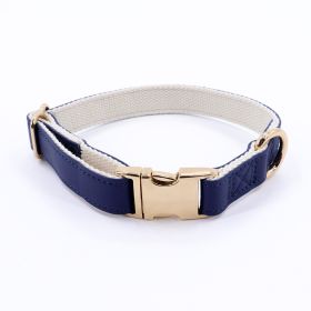 Pet Collar Metal Buckle High Quality All-match (Option: Dark Blue Golden Necklace-S)