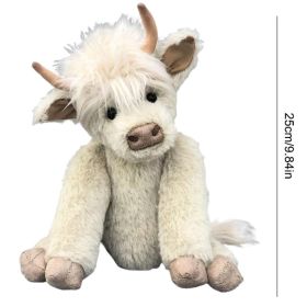 Highland Cattle Animal Plush Doll (Option: White Sitting Yak-20cm)