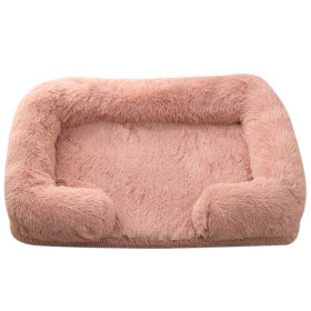 Doghouse Cathouse Plush Round Pet Bed (Option: M27 Leather Pink-M Contains Inner Sleeve)