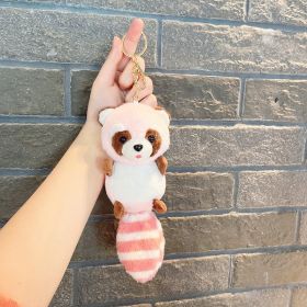 Plush Long Tail Raccoon Doll Small Pendant Keychain (Option: Pink-No Keychain)