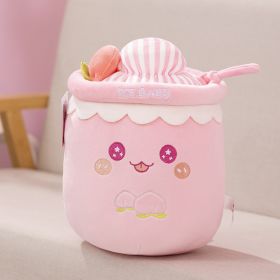 Ice And Snow Milky Tea Cup Pillow Doll Cute Plush Toy Prize (Option: Pink-Pendant)