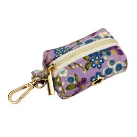 Purple And Wind Floral Dog Collar Hand Holding Rope Metal Bandana Bow Strap Out Shit Bag (Option: Dog Poop Bag-L)