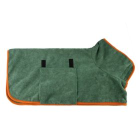 Pet Bath Towel For Dog & Cat; Microfiber Dog Bathrobe; Absorbent Cat Towel; Quick Dry Pet Bathrobe (Color: Dark Green, size: S)