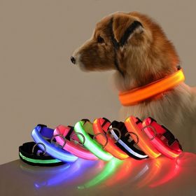 Glow-In-The-Dark Pet Collar For Dog & Cat; LED Dog Collar For Night Walking; USB charging (Color: Green, size: M)