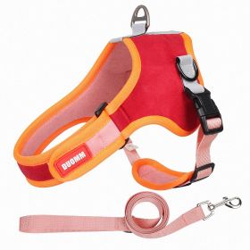 dog Harnesses and dog leash set; Suede Pet Chest Strap Saddle Vest Style Dog Chest Back Reflective Dog Strap Dog Rope Wholesale (Specification (L * W): M, colour: Red)