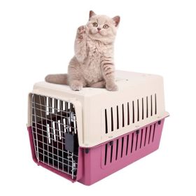 Portable Pet Box Cat & Dog Carrier Cage with Chrome Door (Color: Red, type: Medium)