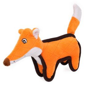 Pet Life Foxy-Tail Quilted Plush Animal Squeak Chew Tug Dog Toy (Color: Orange)