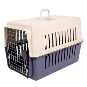 Portable Pet Box Cat & Dog Carrier Cage with Chrome Door (Color: Dark Blue, type: Pet Supplies)