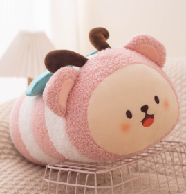 Cute Bee Pillow Lying Cartoon Animal Figurine Doll Butterfly Plush Toy Holiday Gift (Option: Butterfly-50cm)