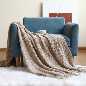 Office Sofa Nap Knitting Blanket (Option: Khaki-127x176cm)