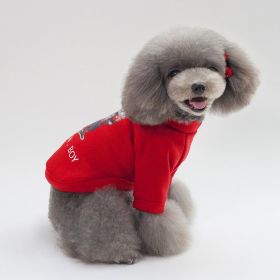 Dog Winter Pet Clothes Brushed Hoody (Option: Boxing Boy Sweater Red-XL)