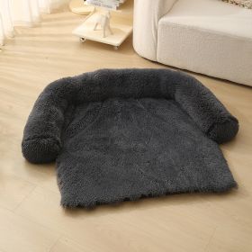 Pet Dog Plush Winter Warm Sofa Cushion (Option: Rounded Corner Dark Gray-XL)