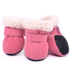 Fashion Simple Waterproof Warm Dog Shoes (Option: Pink-M)