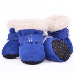 Fashion Simple Waterproof Warm Dog Shoes (Option: Blue-XL)