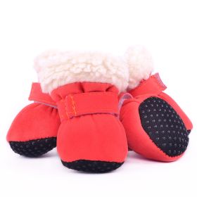 Fashion Simple Waterproof Warm Dog Shoes (Option: Red-L)